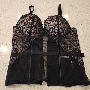 Maidenform Corset Bra 34B Black Underwire Padded Push Up DM1140